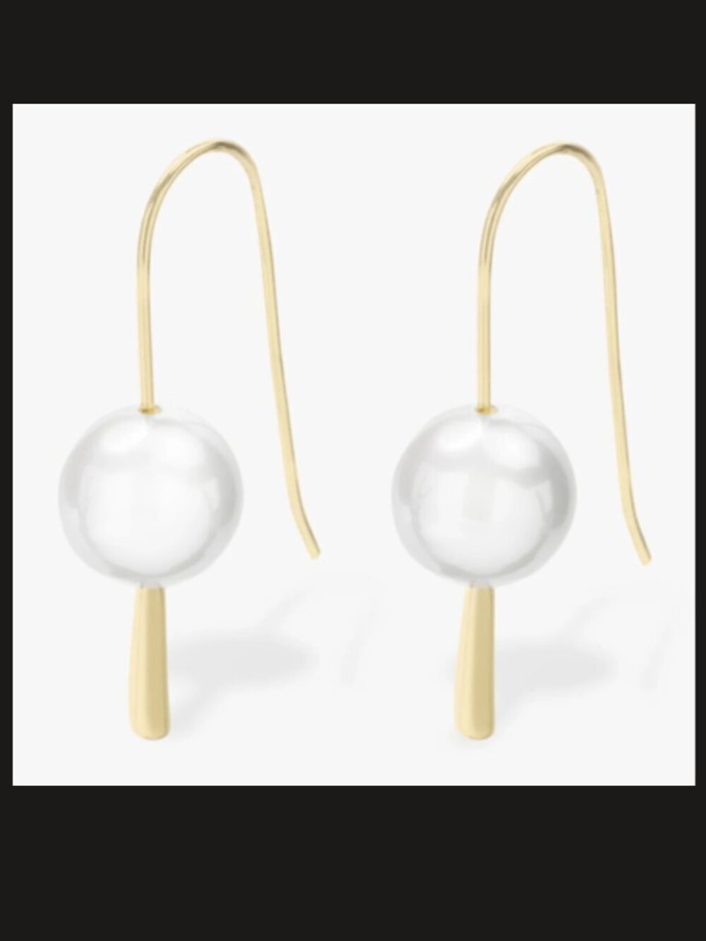 NWT Melinda Maria Perfect Pearl Hook Earrings Gold